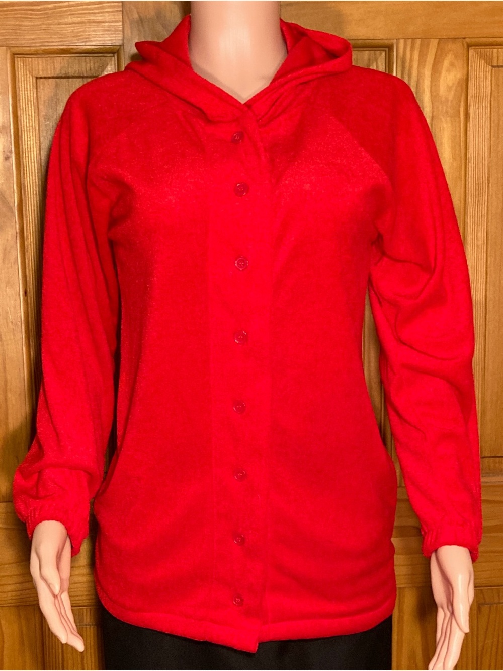 NWOT Sun Fashions Vintage 80s Jacket Lightweight Hooded Red Size M Medium
